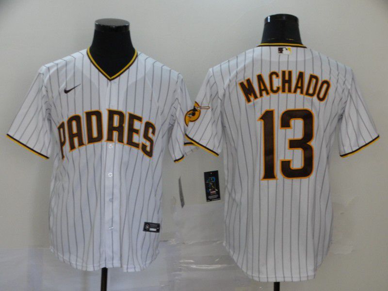 Men San Diego Padres 13 Machado White Nike Game MLB Jerseys